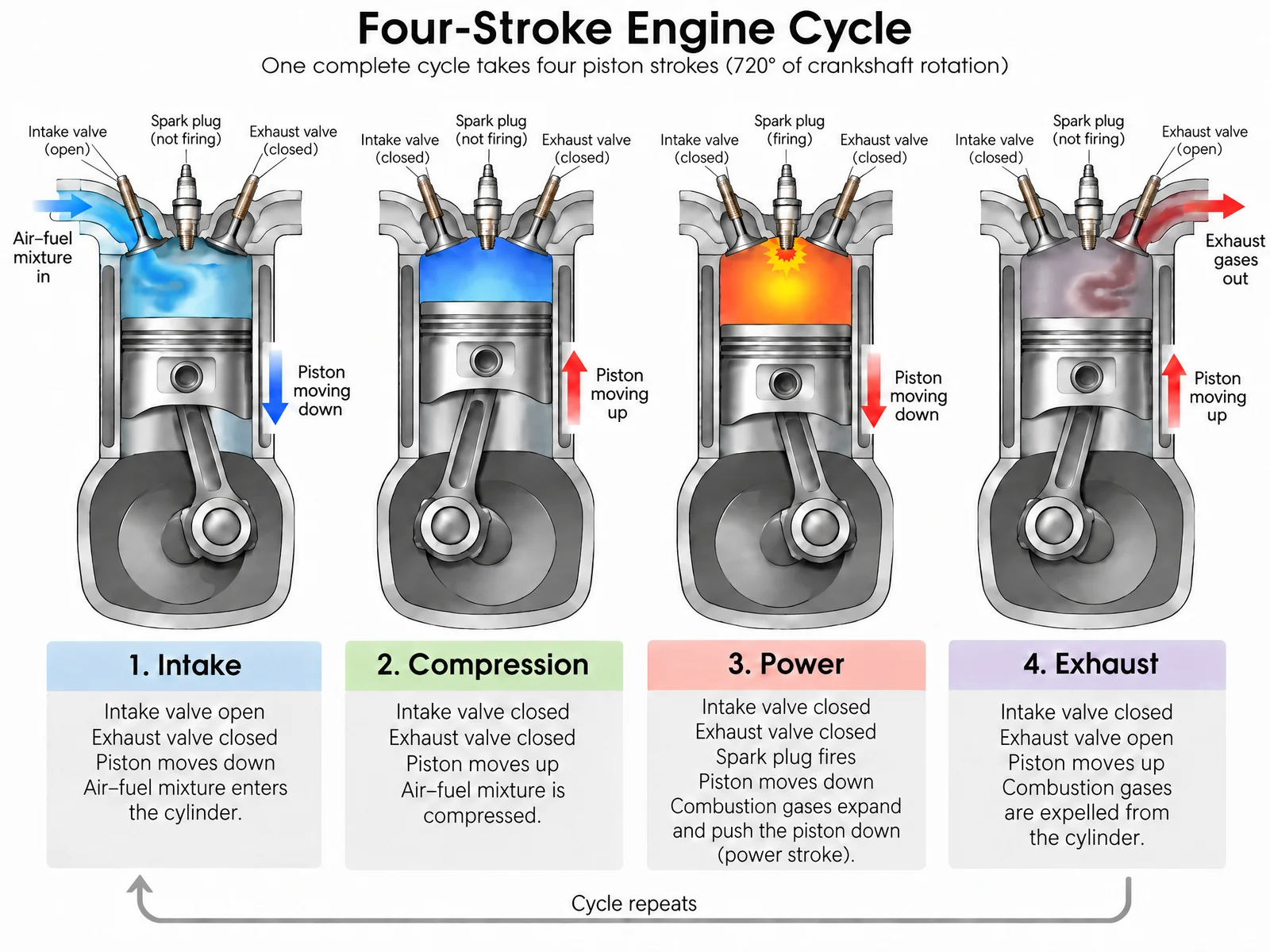 Four-stroke engine cycle