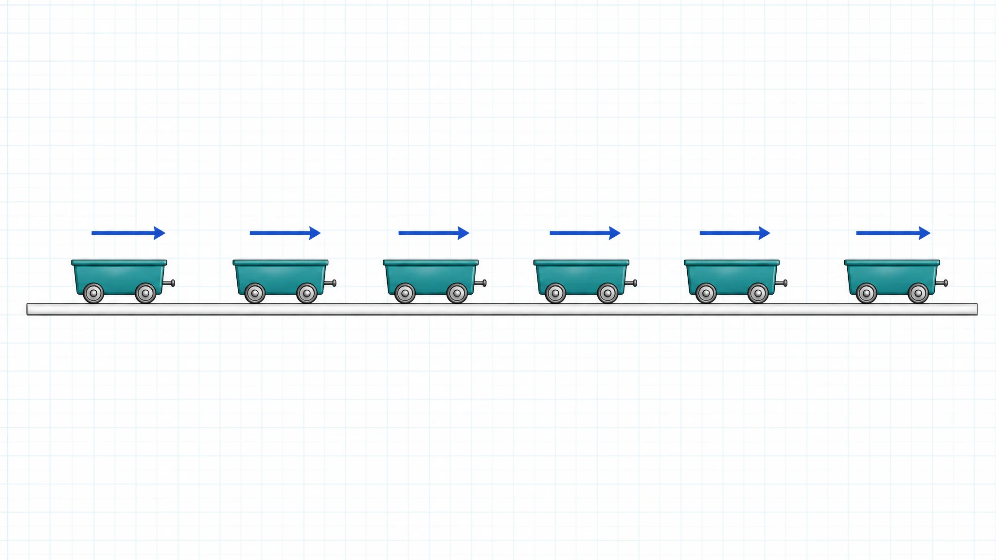Constant speed motion diagram with equal dot spacing