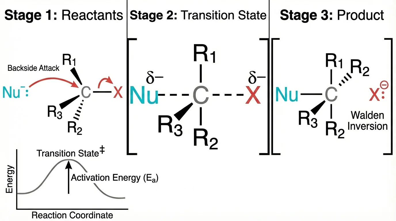 SN2 reaction mechanism diagram