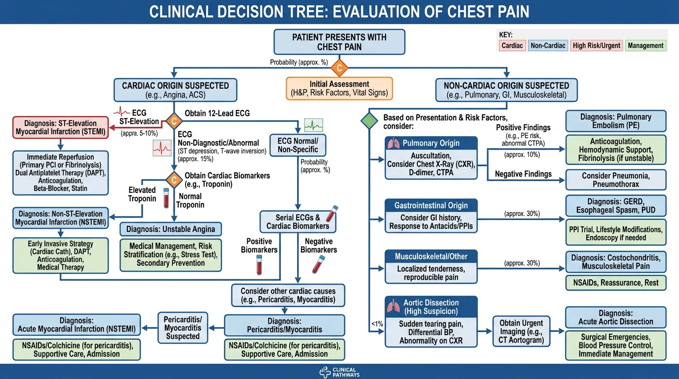 Decision tree for medical diagnosis showing symptom-based branching with test recommendations and treatment paths.