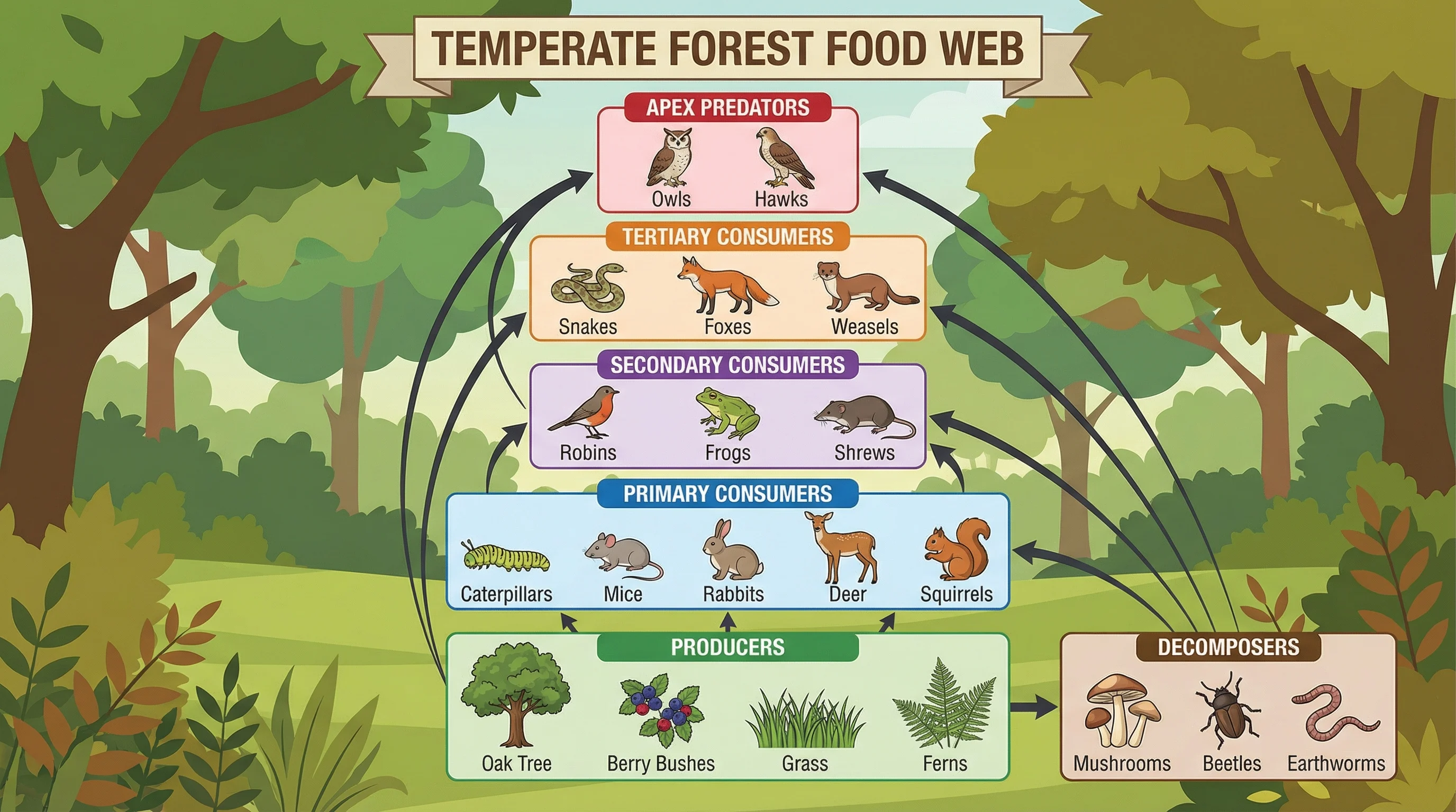 Web graphic organizer showing interconnected relationships between central topic and supporting ideas.