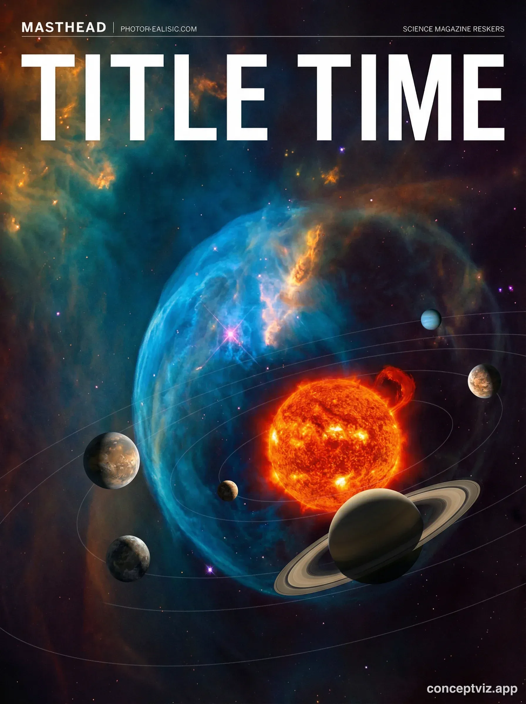 Scientific journal cover in Science style featuring space and astronomy theme.