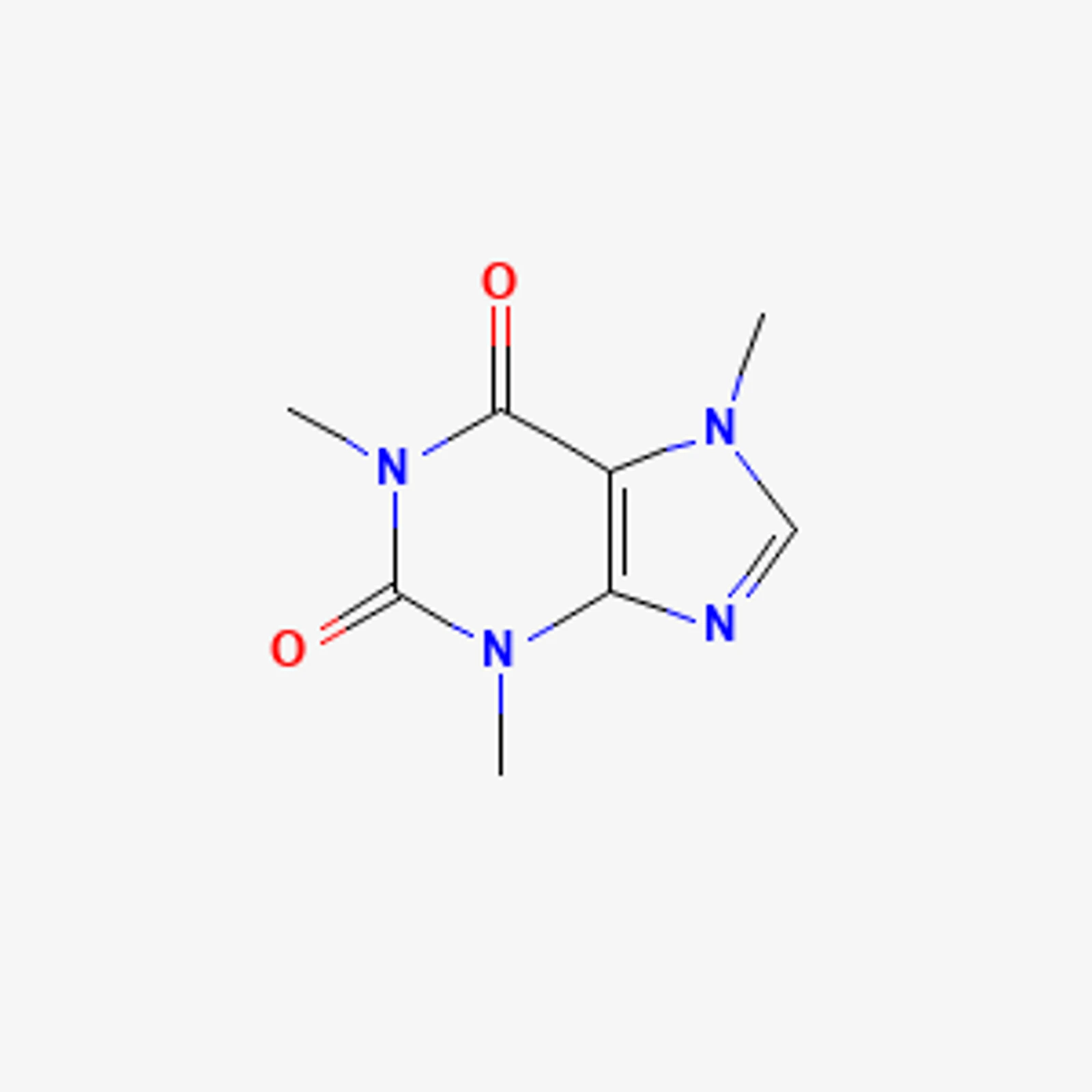 Caffeine molecule diagram generated from a plain-English description