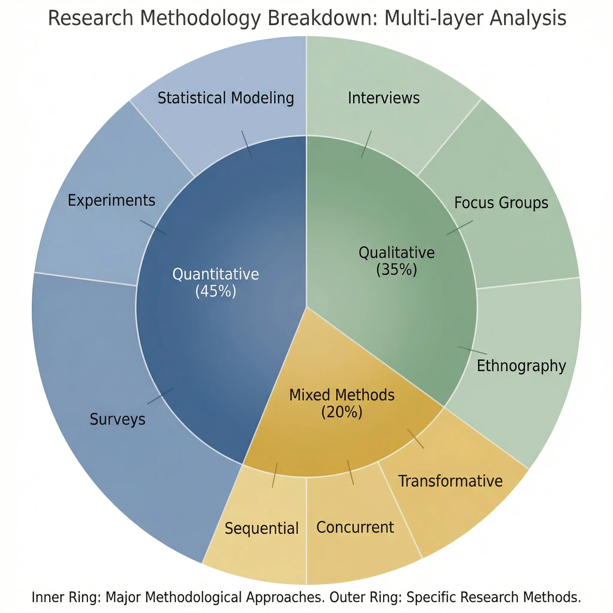 Pie chart showing research methodology distribution in published studies.