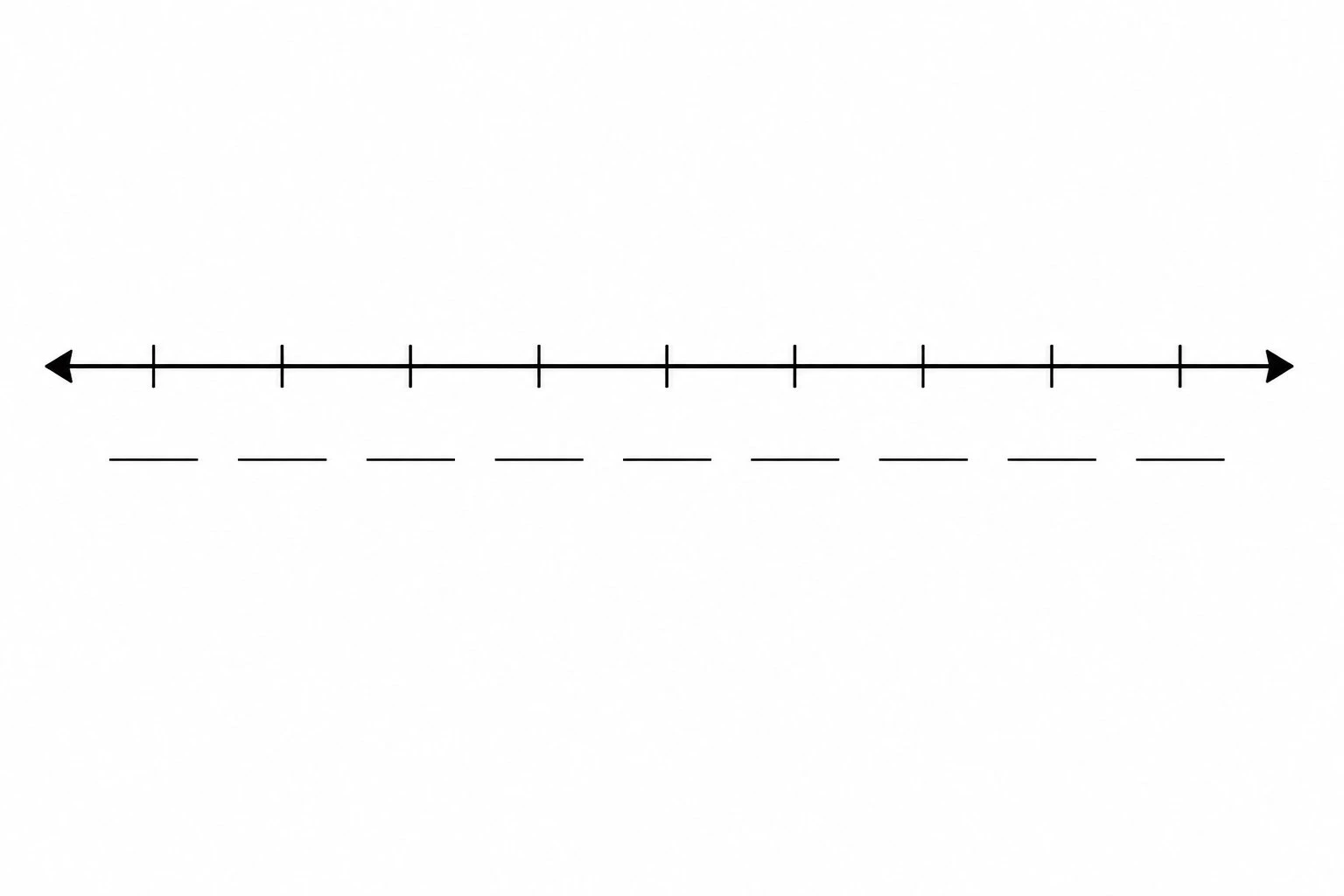 Blank number line worksheet with unlabeled evenly spaced ticks