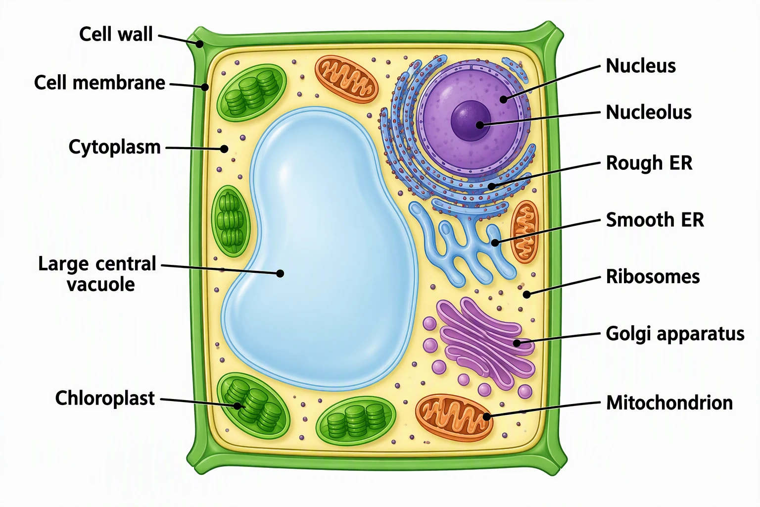 Labeled Plant Cell — High School Level