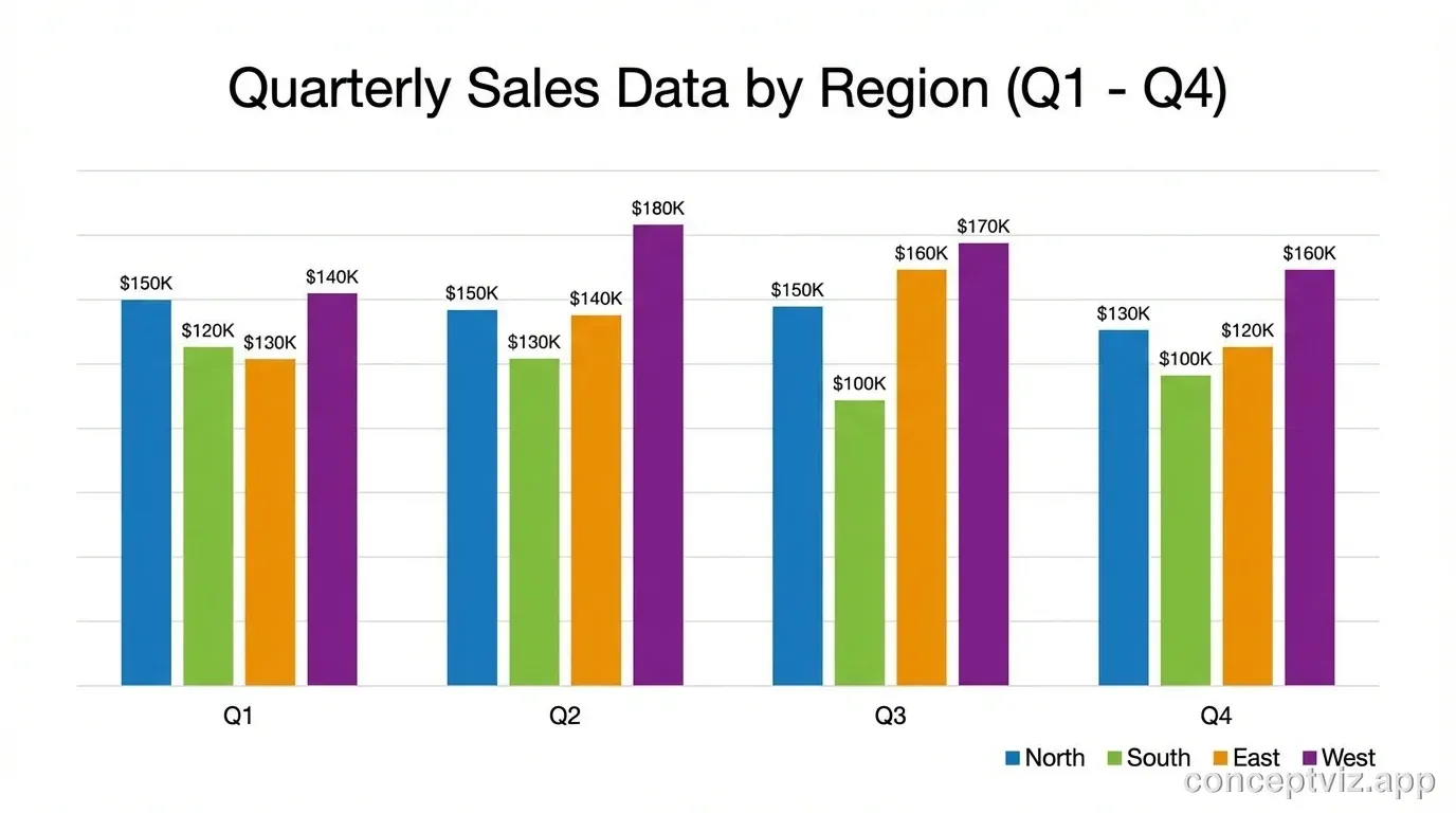 Professional bar chart comparing quarterly sales data for presentations