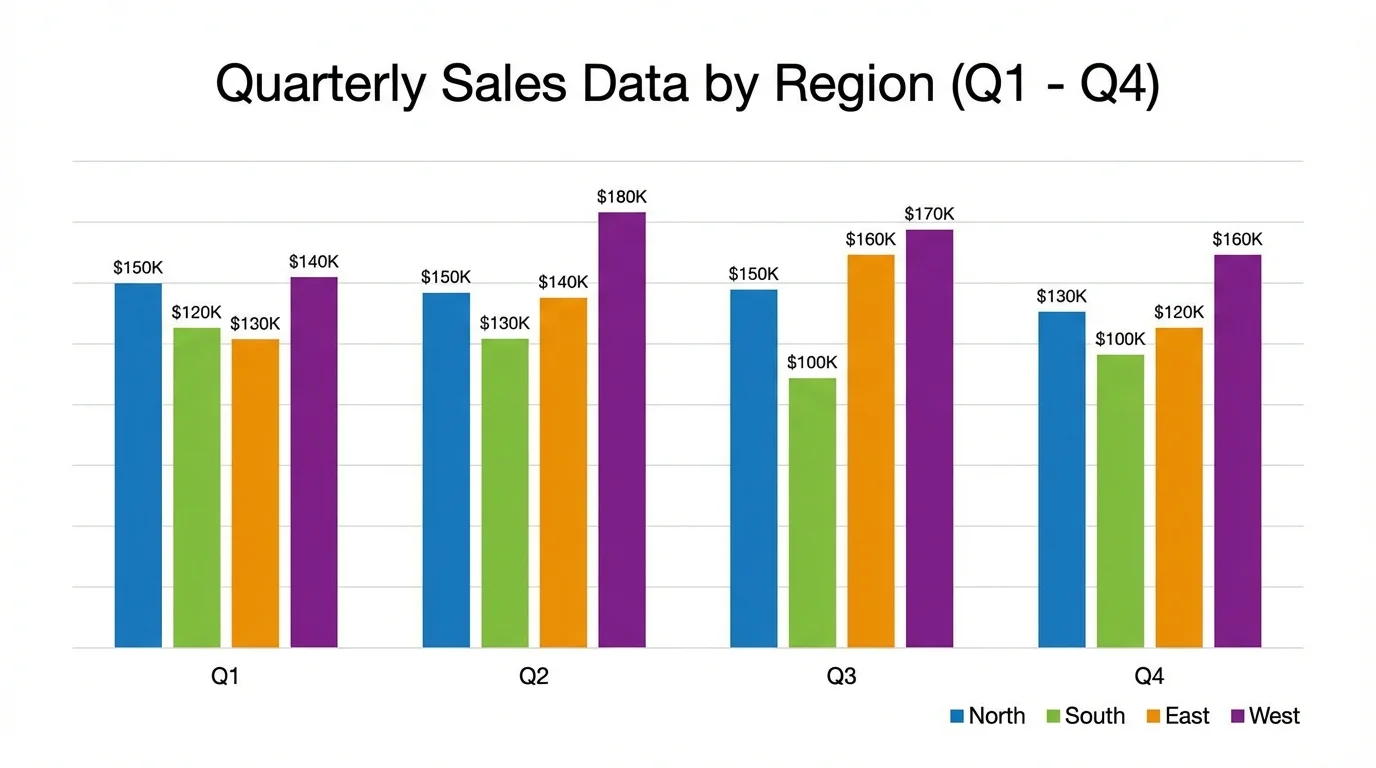 Professional bar chart comparing quarterly sales data for presentations