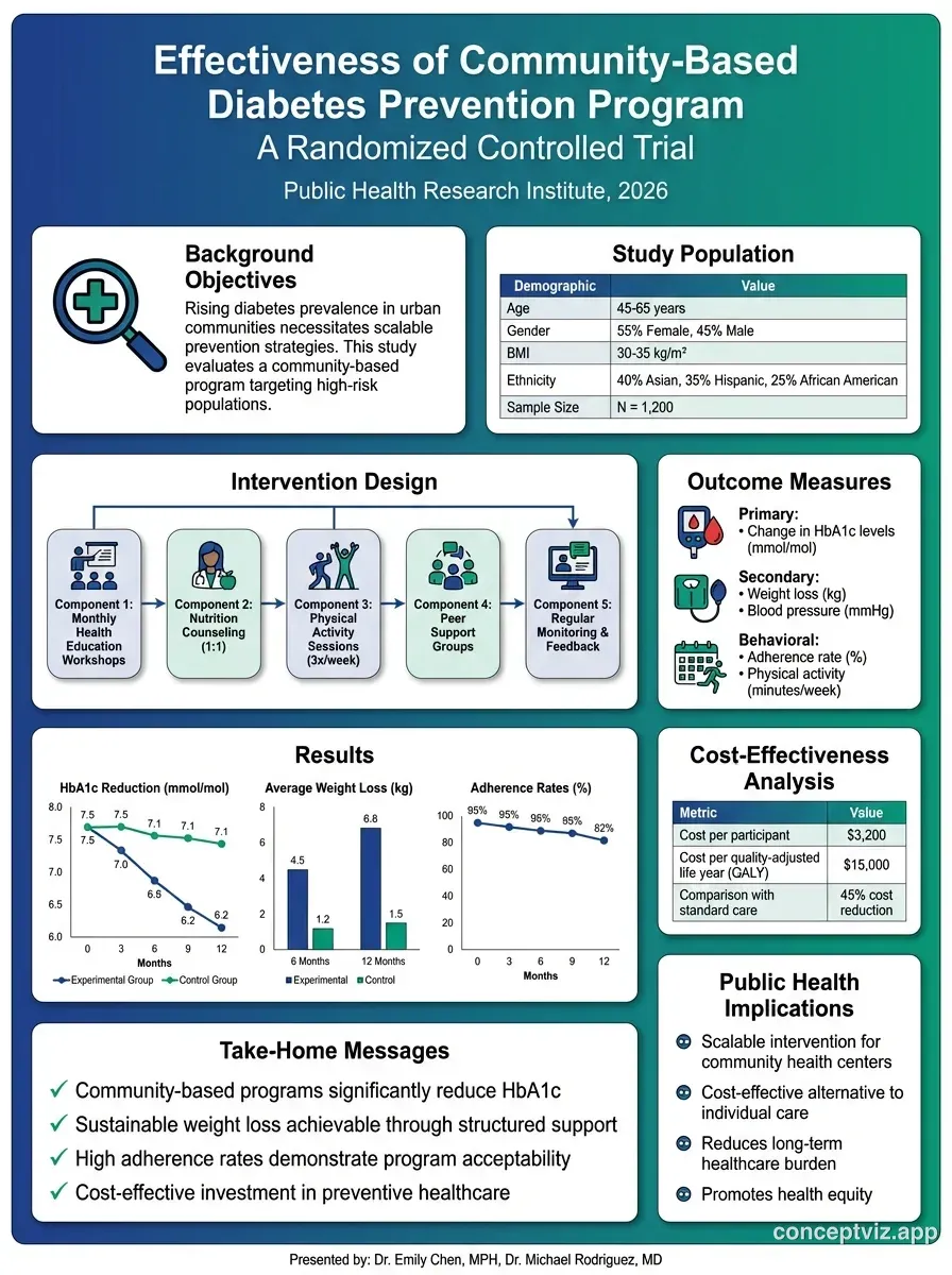 Epidemiology poster showing disease surveillance data and public health intervention results.