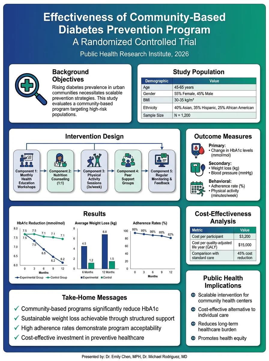 Epidemiology poster showing disease surveillance data and public health intervention results.