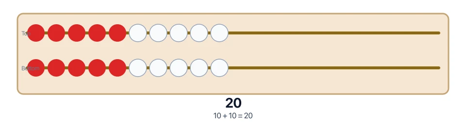 Virtual rekenrek with all twenty beads on the left