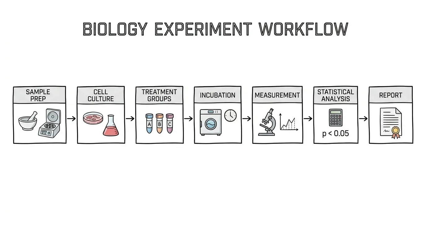 Diagramme de workflow d'un protocole d'expérience en biologie
